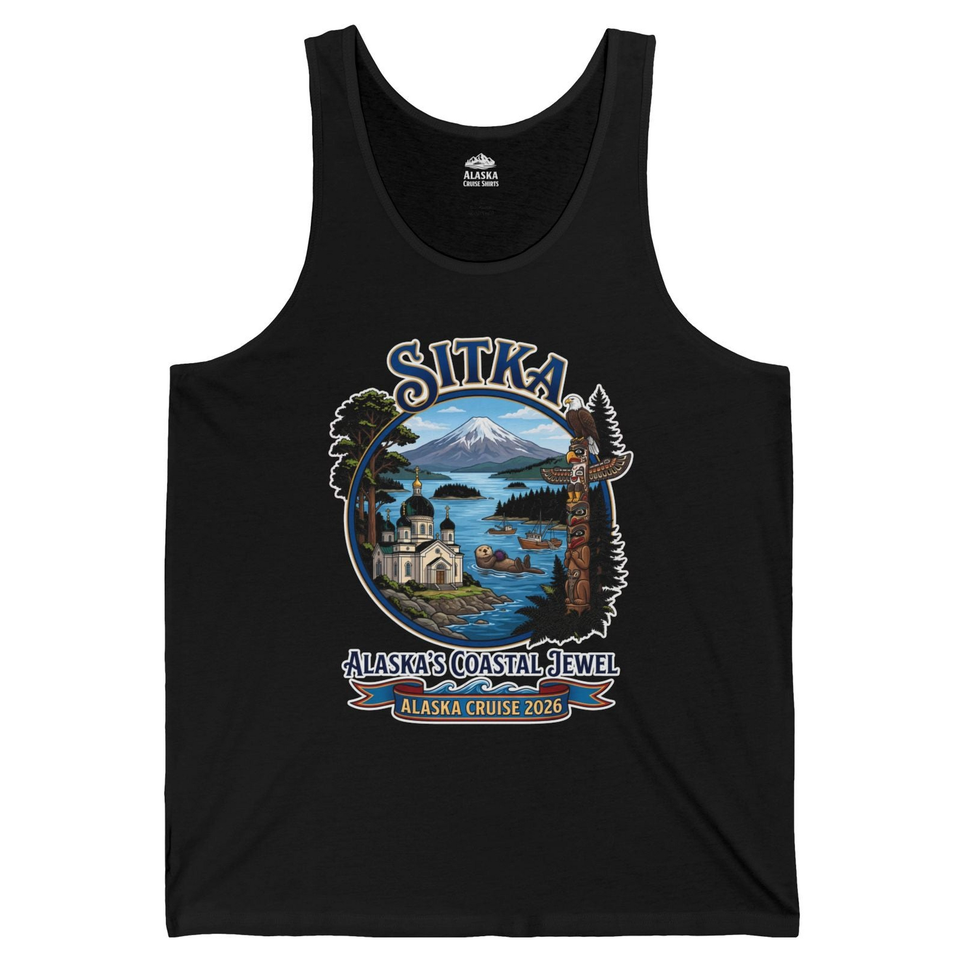 Sitka Alaska Cruise 2026 Alaska's Coastal Jewel Travel Souvenir Shirt — Tank Top Tank Top – Black – Alaska Cruise Shirts