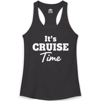It’s Cruise Time Bold Vacation Graphic Cruise Shirt Tee — Ladies Tank Tank Top – Black – Alaska Cruise Shirts