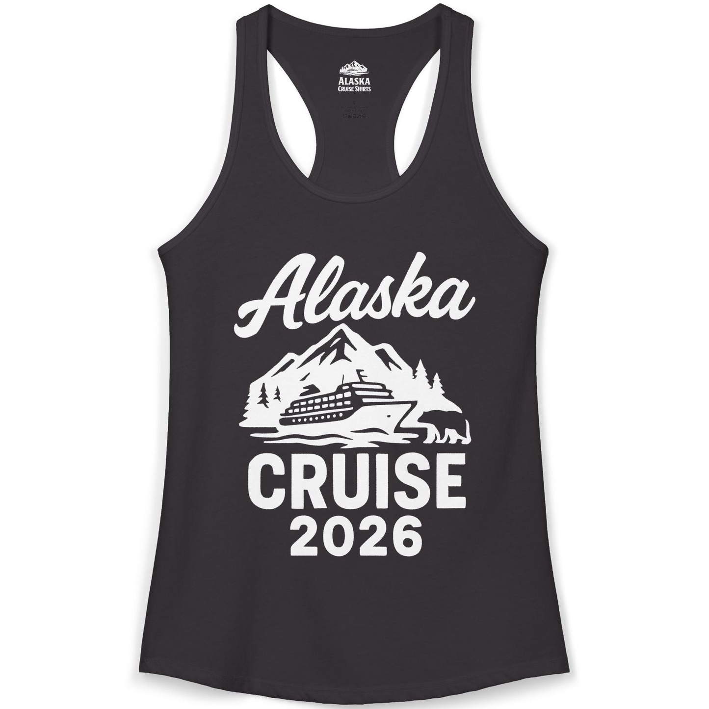 Alaska Cruise 2026 Nature Adventure Souvenir T-Shirt — Ladies Tank Tank Top – Black – Alaska Cruise Shirts