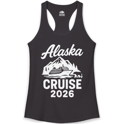Alaska Cruise 2026 Nature Adventure Souvenir T-Shirt — Ladies Tank Tank Top – Black – Alaska Cruise Shirts