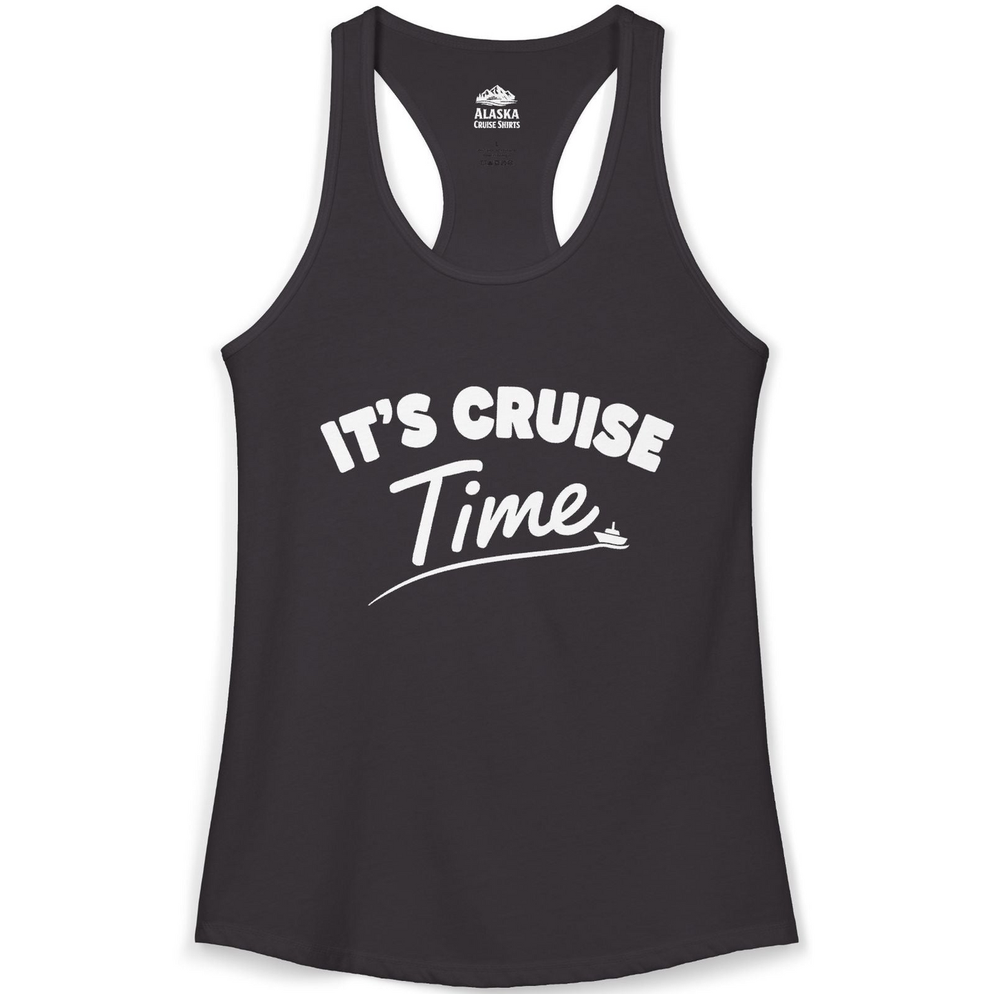 Fun Cruise Time Vacation Shirt for Cruise Lovers and Groups — Ladies Tank Tank Top – Black – Alaska Cruise Shirts