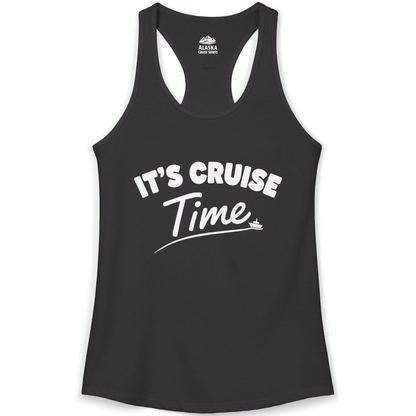 Fun Cruise Time Vacation Shirt for Cruise Lovers and Groups — Ladies Tank Tank Top – Black – Alaska Cruise Shirts