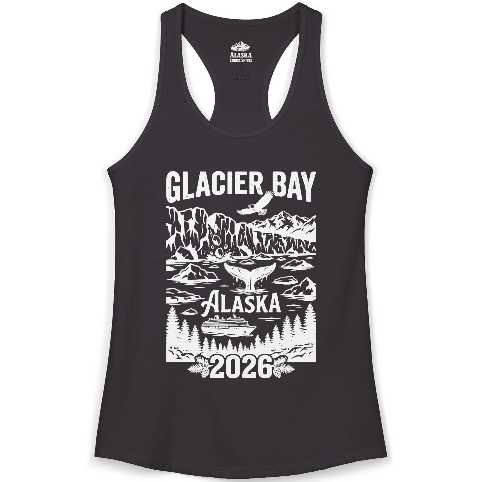 Glacier Bay Alaska 2026 Cruise Adventure Nature Scene Shirt — Ladies Tank Tank Top – Black – Alaska Cruise Shirts