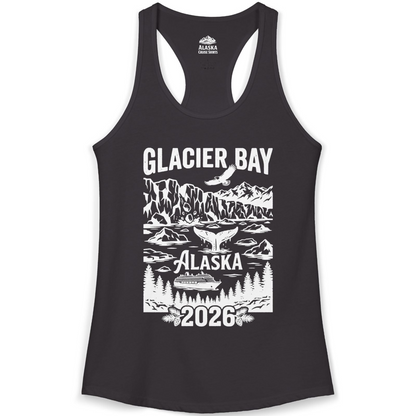 Glacier Bay Alaska 2026 Cruise Adventure Nature Scene Shirt — Ladies Tank Tank Top – Black – Alaska Cruise Shirts