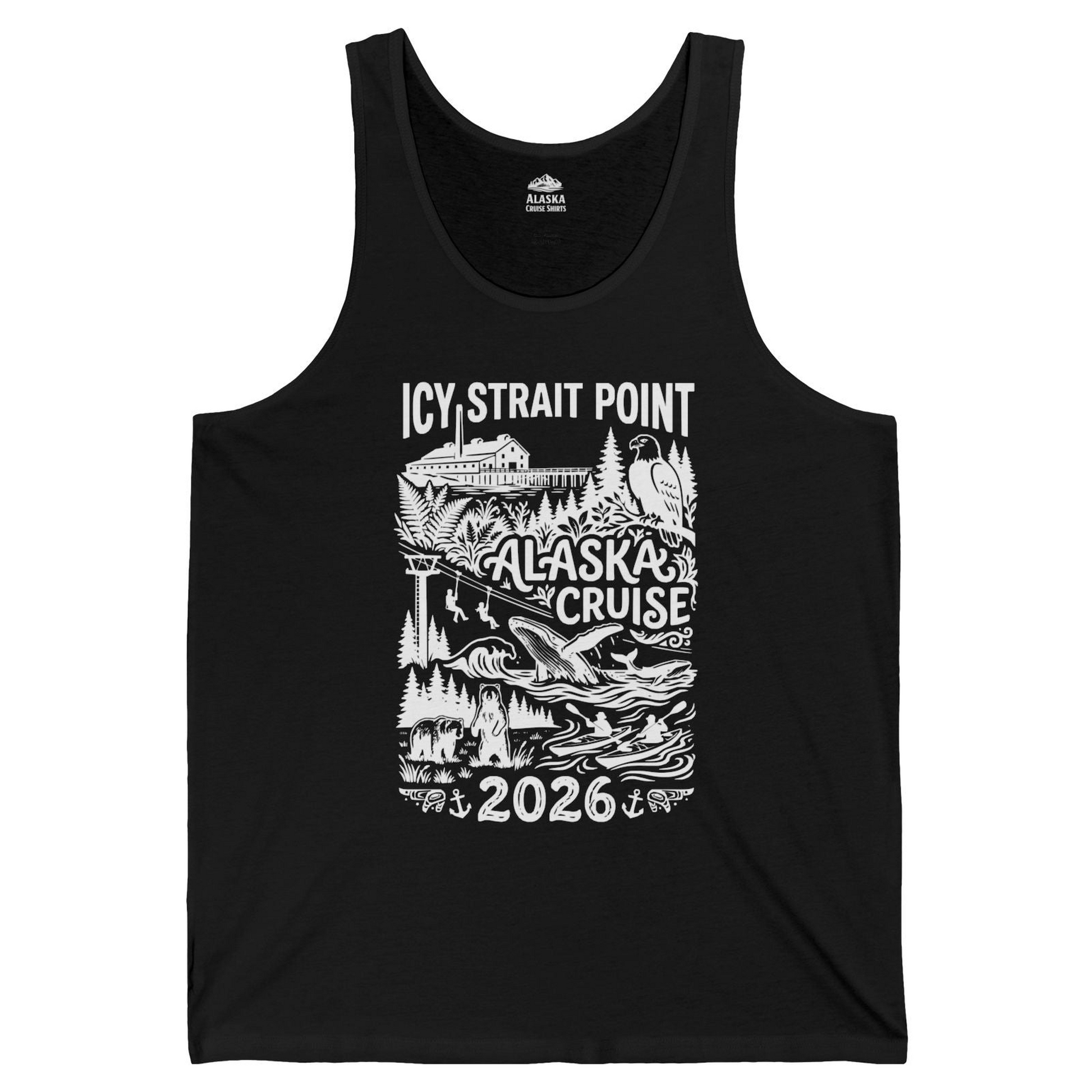 Icy Strait Point Alaska Cruise 2026 Wildlife Adventure Shirt — Tank Top Tank Top – Black – Alaska Cruise Shirts