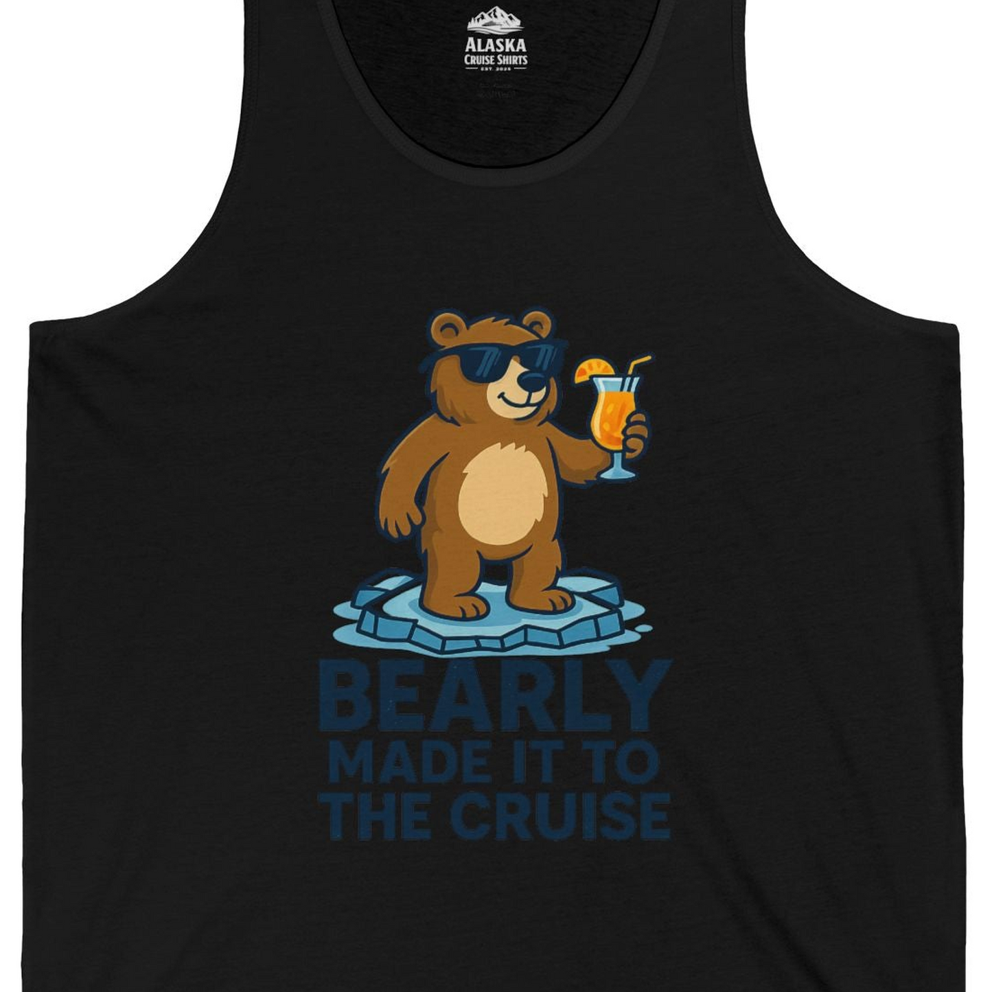 Bear Cruise Shirt Tank Top – Black – Alaska Cruise Shirts Close Up