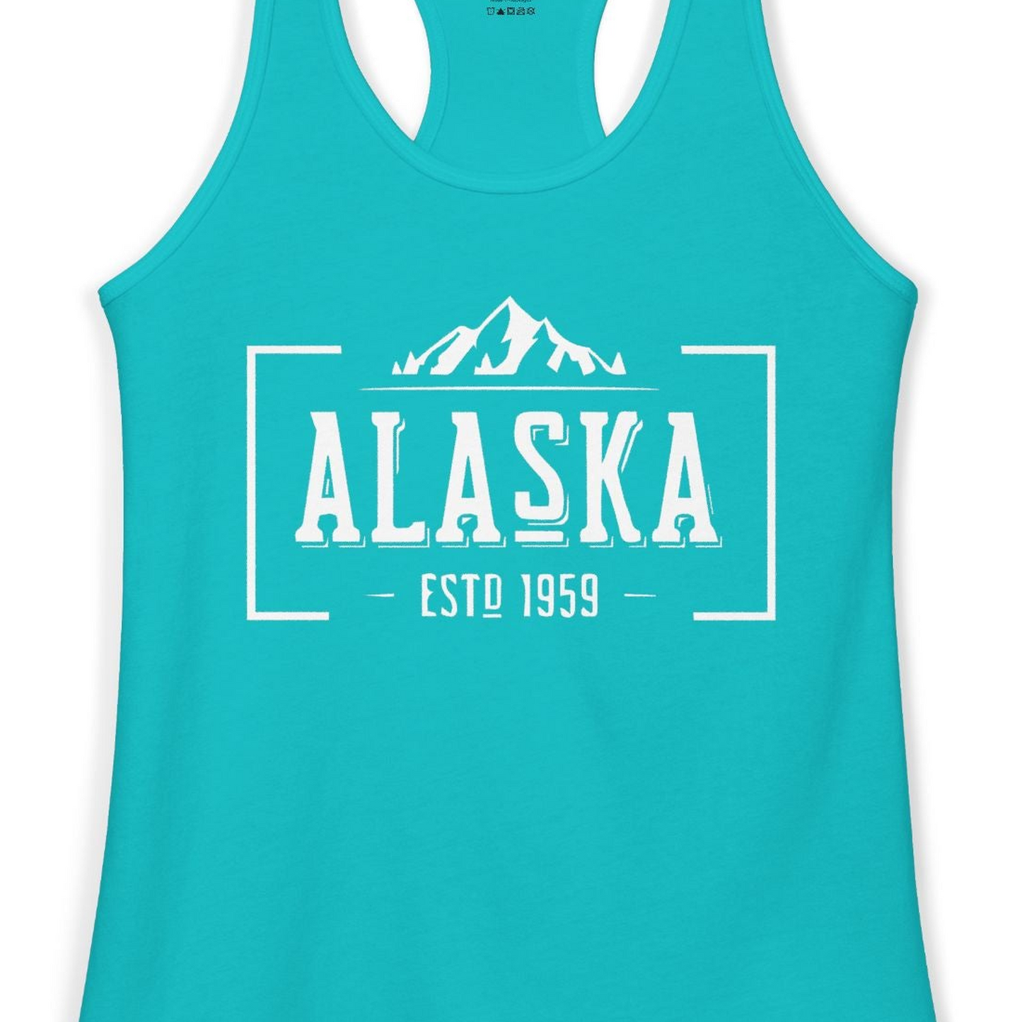 Vintage Alaska Estd 1959 Shirt Tank Top – Tahiti Blue – Alaska Cruise Shirts Close Up