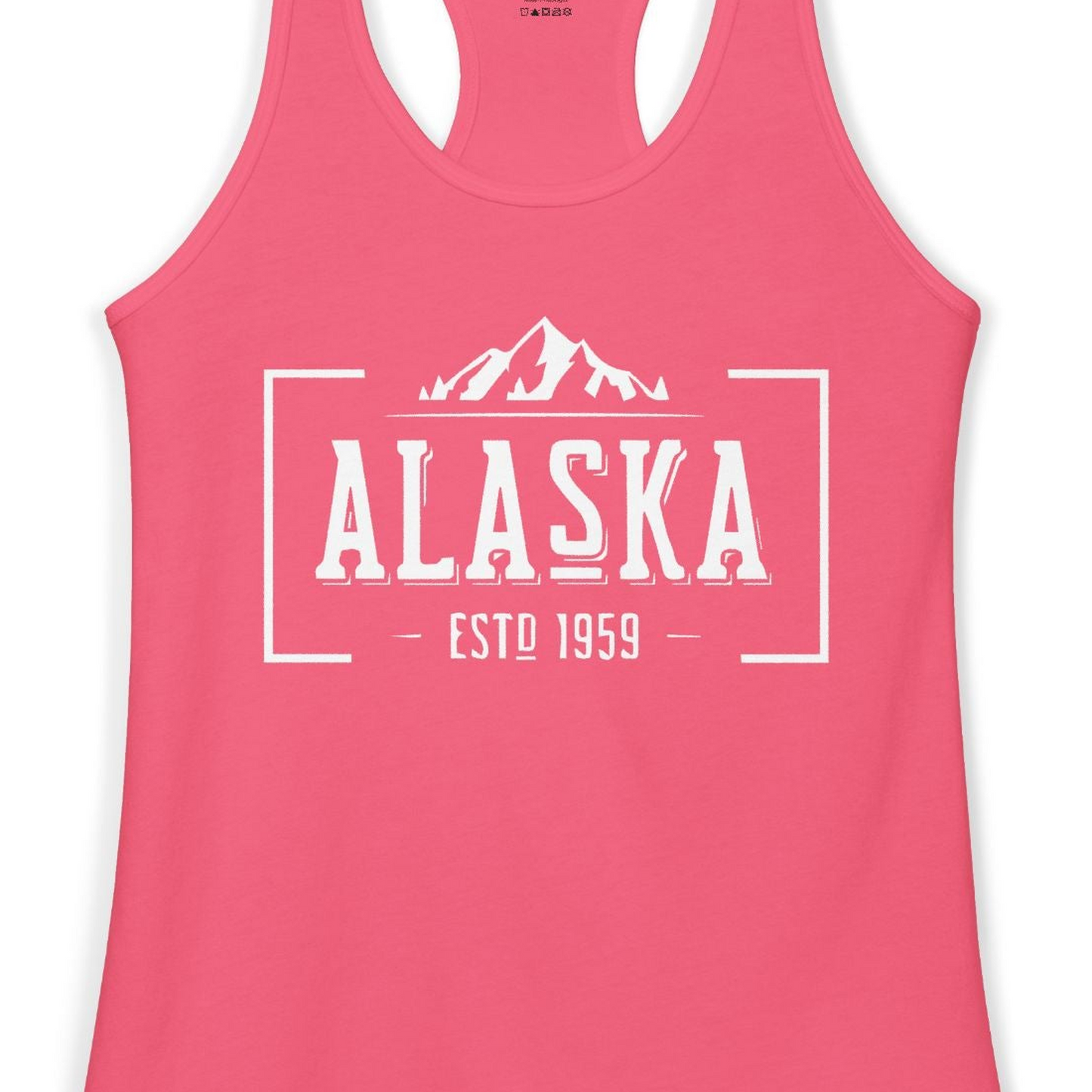 Vintage Alaska Estd 1959 Shirt Tank Top – Hot Pink – Alaska Cruise Shirts Close Up