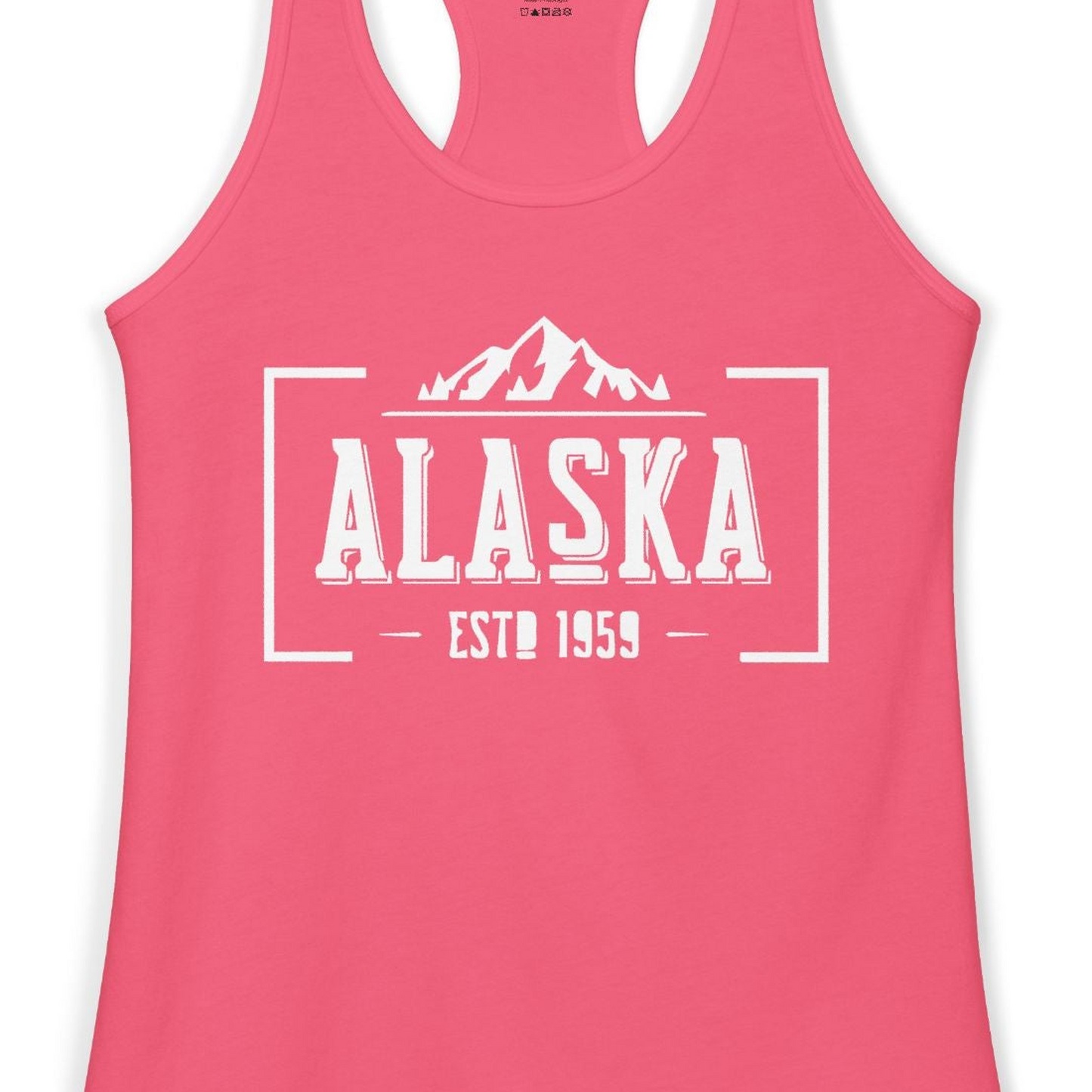 Alaska Mountain Vintage Shirt Tank Top – Hot Pink – Alaska Cruise Shirts Close Up