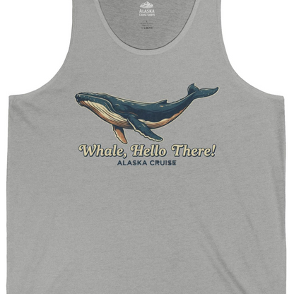 Whale Hello There Alaska Cruise tank top Tank Top – Athletic Heather – Alaska Cruise Shirts Close Up
