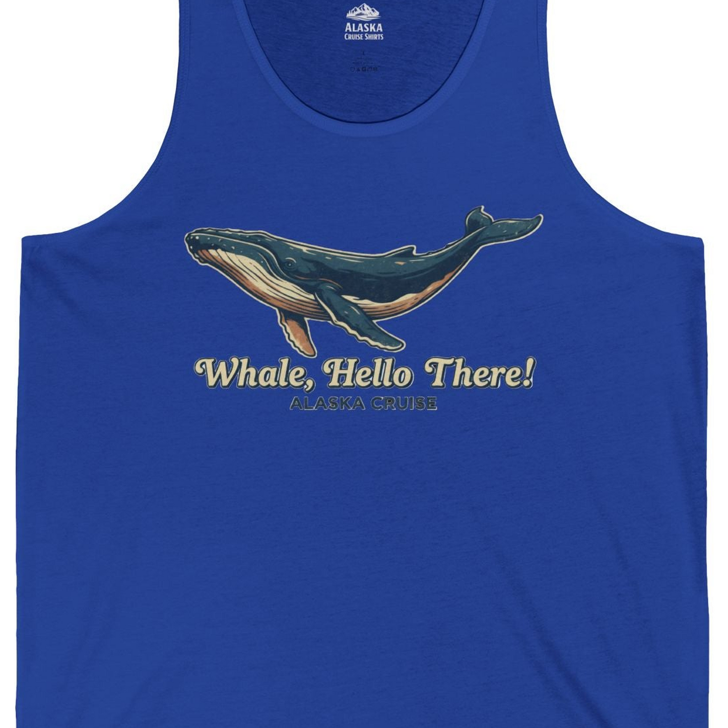 Whale Hello There Alaska Cruise tank top Tank Top – True Royal – Alaska Cruise Shirts Close Up