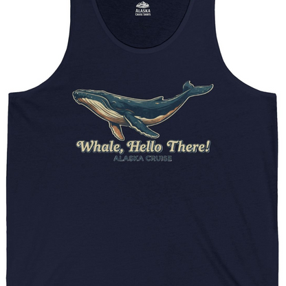 Whale Hello There Alaska Cruise tank top Tank Top – Navy – Alaska Cruise Shirts Close Up