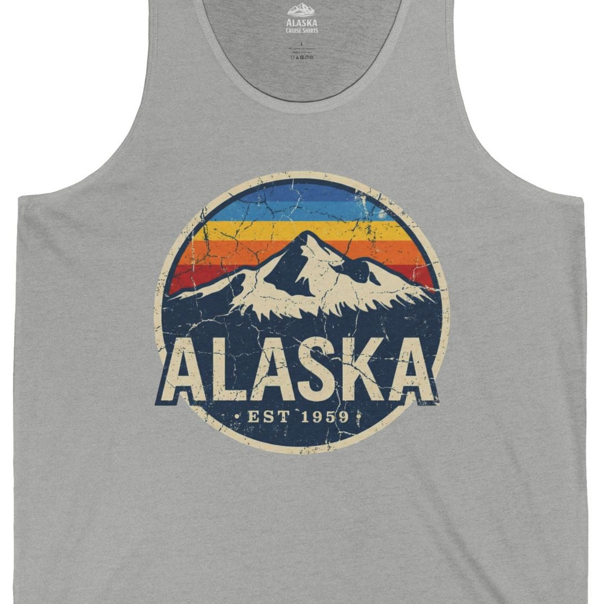 Alaska Vintage tank top Tank Top – Athletic Heather – Alaska Cruise Shirts Close Up