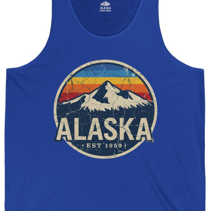 Alaska Vintage tank top Tank Top – True Royal – Alaska Cruise Shirts Close Up