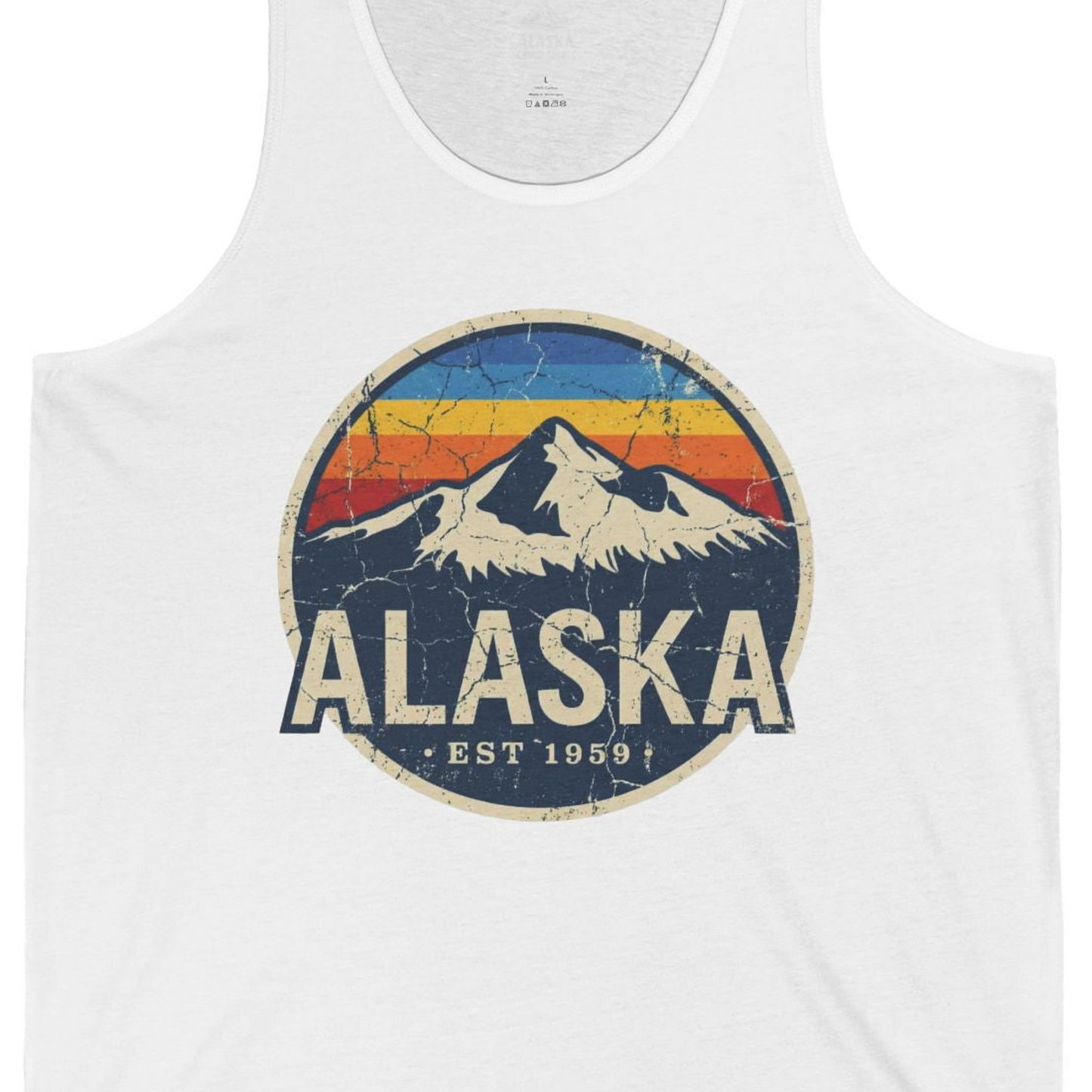 Alaska Vintage tank top Tank Top – White – Alaska Cruise Shirts Close Up