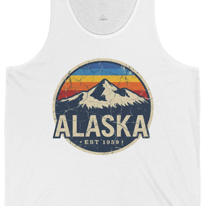 Alaska Vintage tank top Tank Top – White – Alaska Cruise Shirts Close Up