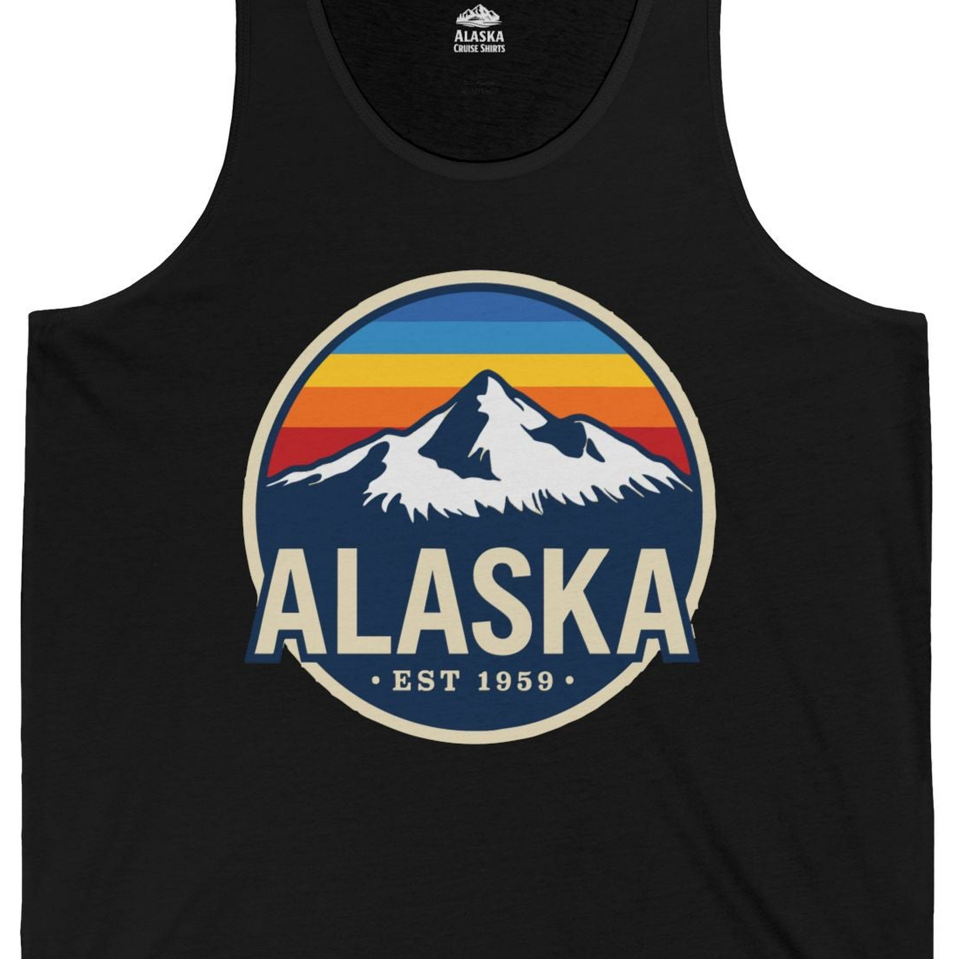 Alaska Vintage tank top Tank Top – Black – Alaska Cruise Shirts Close Up