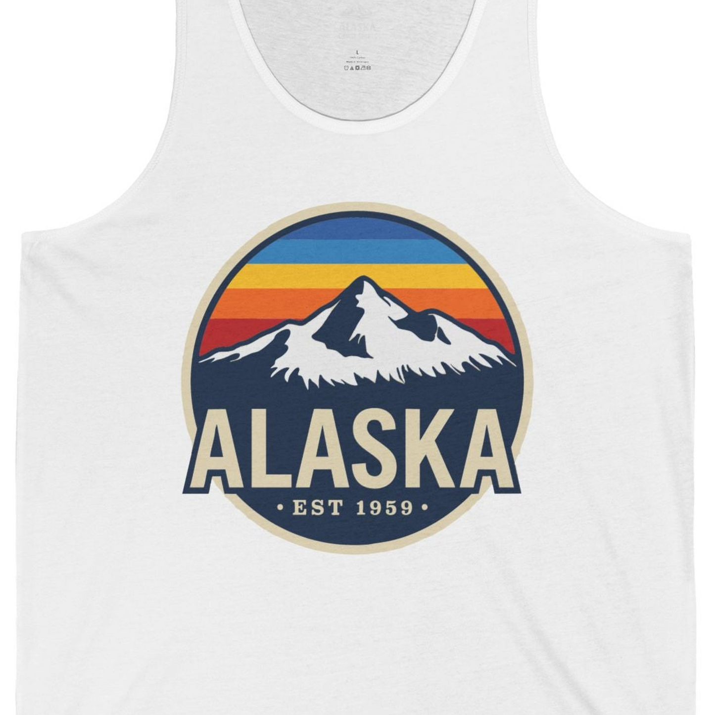 Alaska Vintage tank top Tank Top – White – Alaska Cruise Shirts Close Up