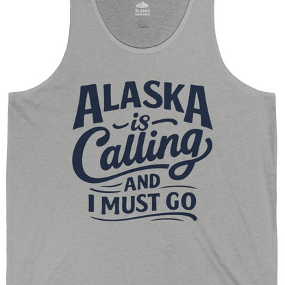 Alaska Is Calling Adventure Typography tank top Tank Top – Athletic Heather – Alaska Cruise Shirts Close Up