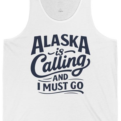 Alaska Is Calling Adventure Typography tank top Tank Top – White – Alaska Cruise Shirts Close Up