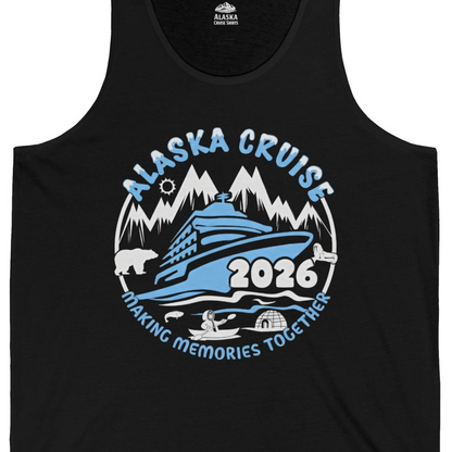 Alaska Cruise 2026 Family Adventure Shirt with Wildlife and Nature — Tank Top Tank Top – Black – Alaska Cruise Shirts Close Up