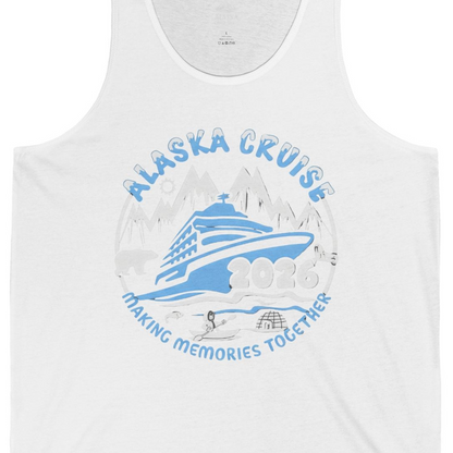 Alaska Cruise 2026 Family Adventure Shirt with Wildlife and Nature — Tank Top Tank Top – White – Alaska Cruise Shirts Close Up