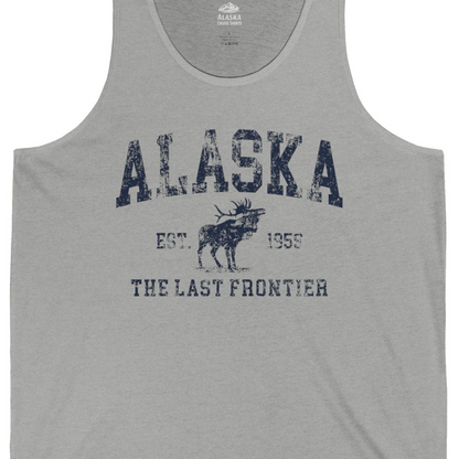 Vintage Alaska Moose Shirt Tank Top – Athletic Heather – Alaska Cruise Shirts Close Up