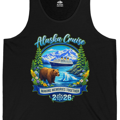 Alaska Cruise 2026 Family tank top Tank Top – Black – Alaska Cruise Shirts Close Up