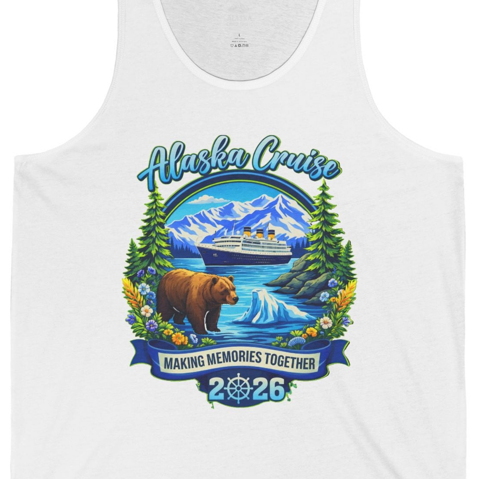 Alaska Cruise 2026 Family tank top Tank Top – White – Alaska Cruise Shirts Close Up