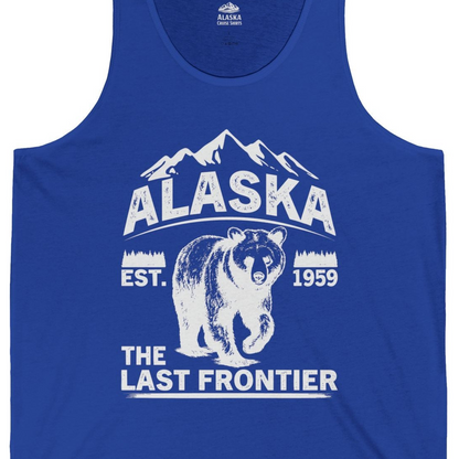 Alaska Bear Shirt Tank Top – True Royal – Alaska Cruise Shirts Close Up