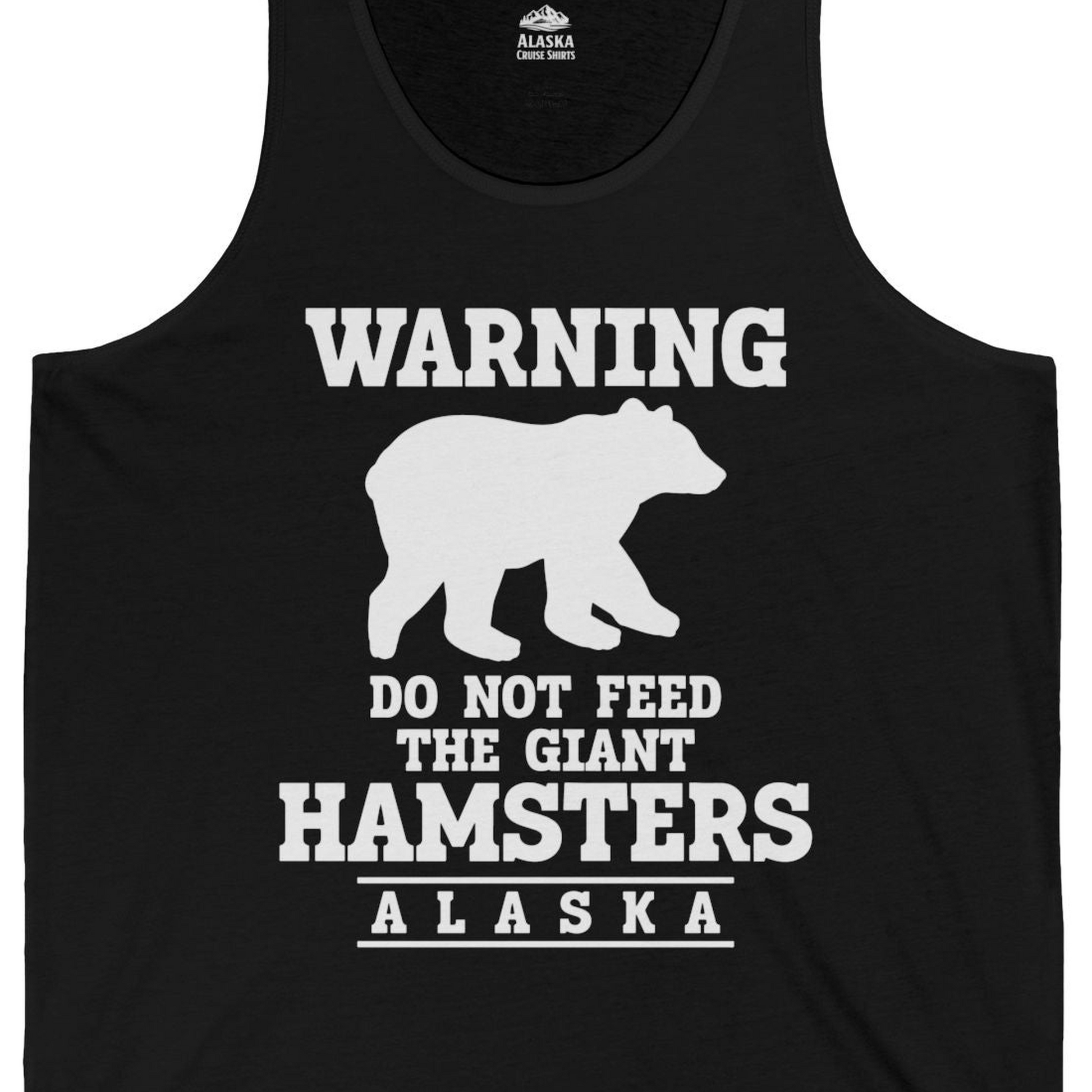 Funny Alaska Bear Warning tank top Tank Top – Black – Alaska Cruise Shirts Close Up