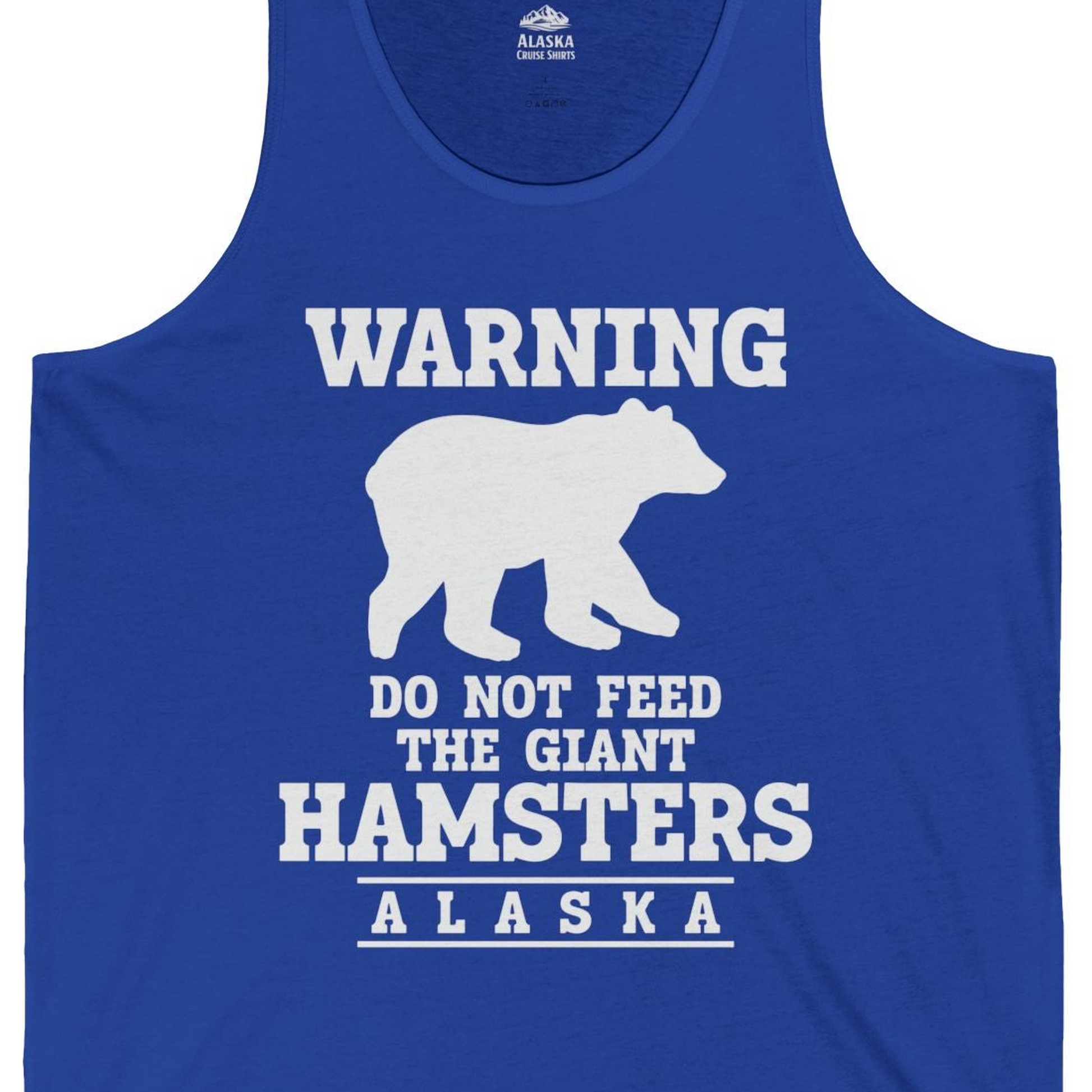 Funny Alaska Bear Warning tank top Tank Top – True Royal – Alaska Cruise Shirts Close Up