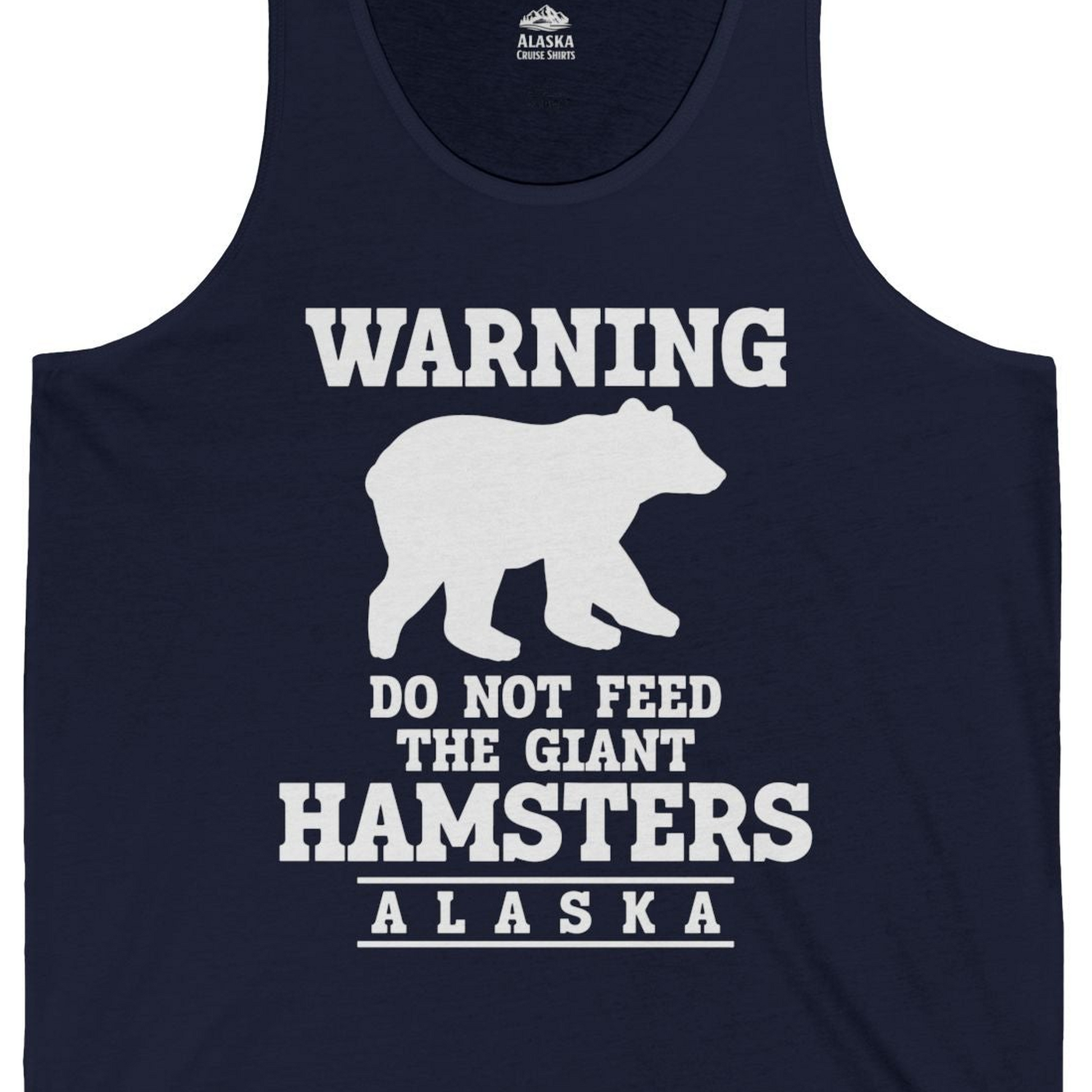 Funny Alaska Bear Warning tank top Tank Top – Navy – Alaska Cruise Shirts Close Up