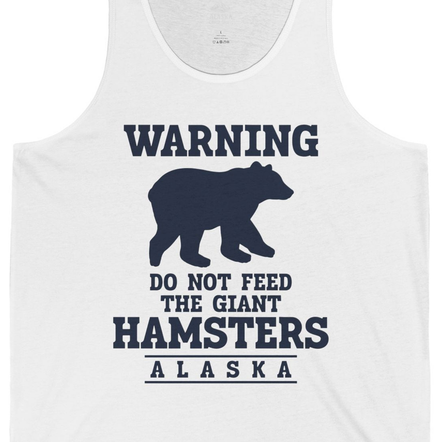 Funny Alaska Bear Warning tank top Tank Top – White – Alaska Cruise Shirts Close Up