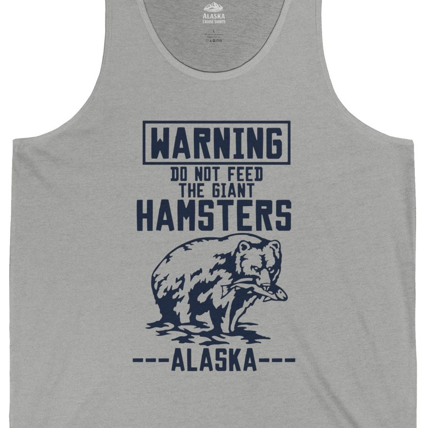 Funny Alaska Bear Warning Sign tank top Tank Top – Athletic Heather – Alaska Cruise Shirts Close Up