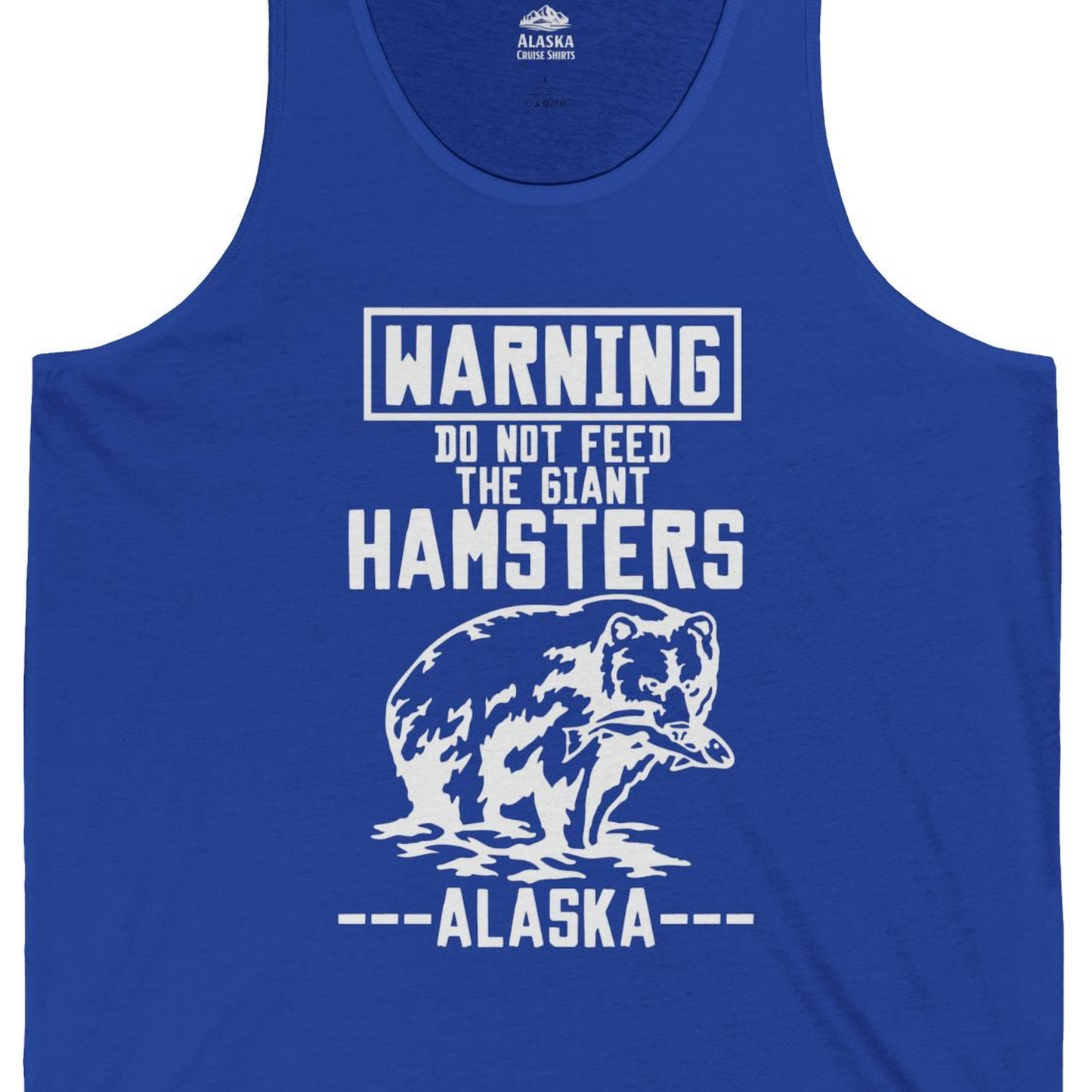Funny Alaska Bear Warning Sign tank top Tank Top – True Royal – Alaska Cruise Shirts Close Up