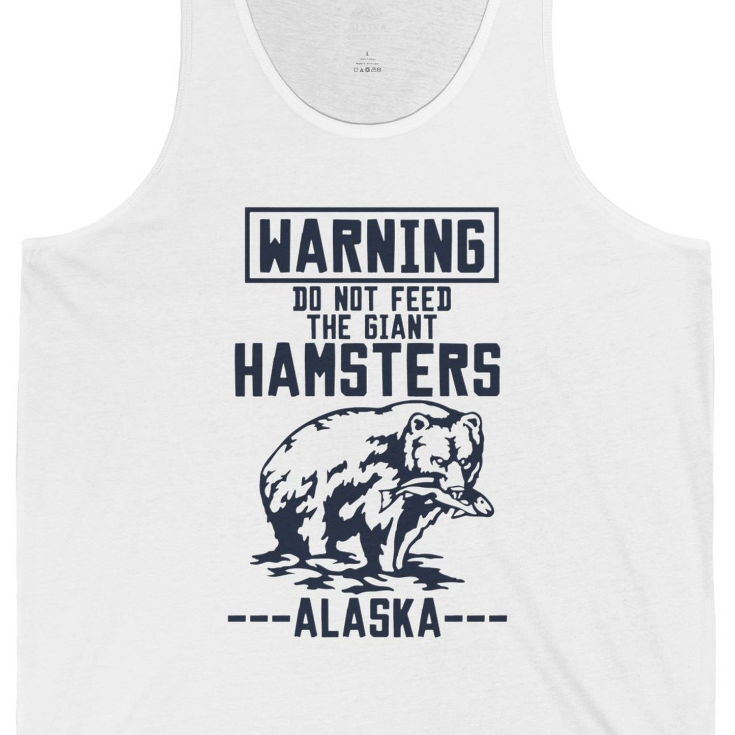 Funny Alaska Bear Warning Sign tank top Tank Top – White – Alaska Cruise Shirts Close Up