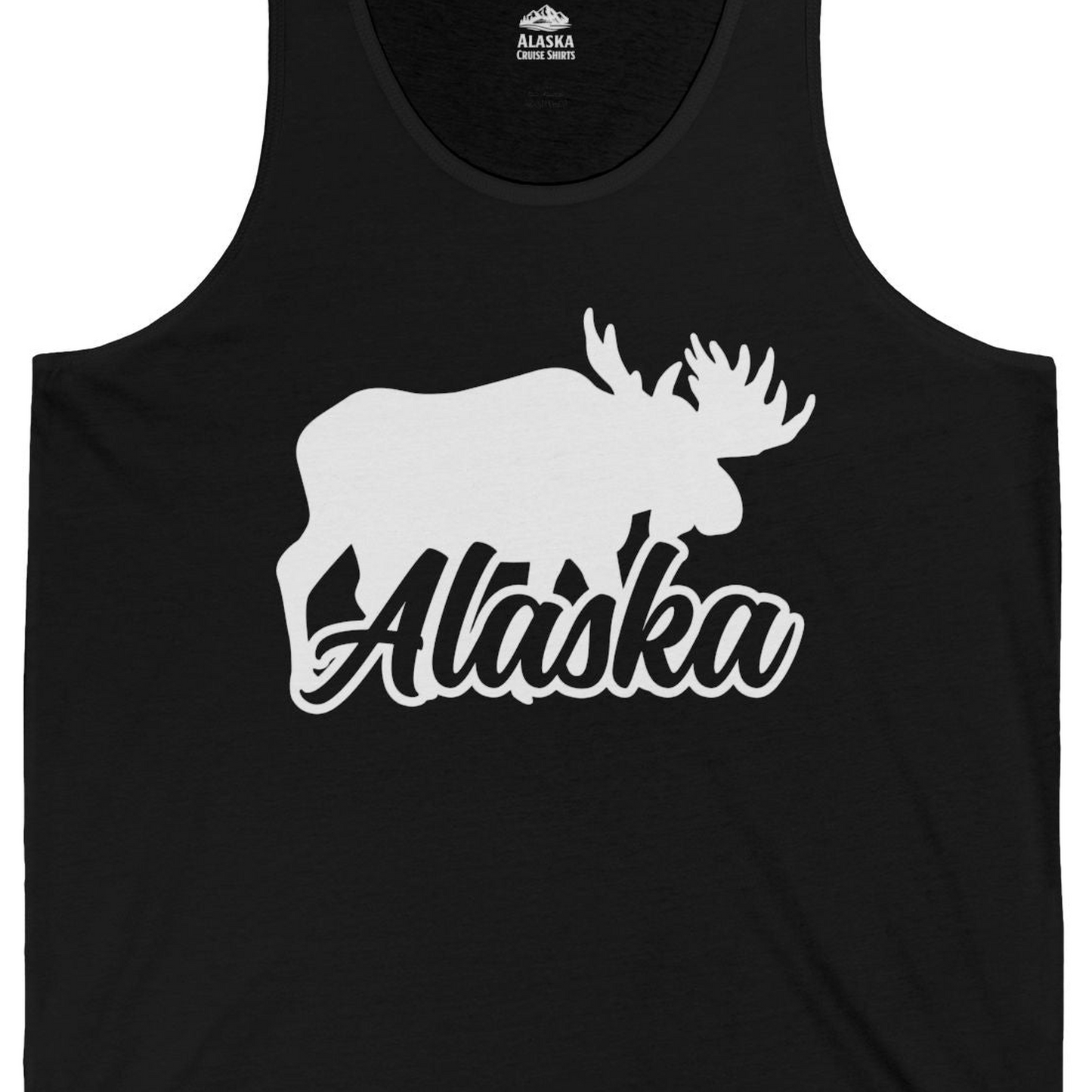 Alaska Moose Wildlife Silhouette Shirt Tank Top – Black – Alaska Cruise Shirts Close Up