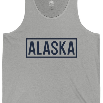 Alaska Bold Text Minimalist Monochrome Graphic Shirt for Travelers — Tank Top Tank Top – Athletic Heather – Alaska Cruise Shirts Close Up