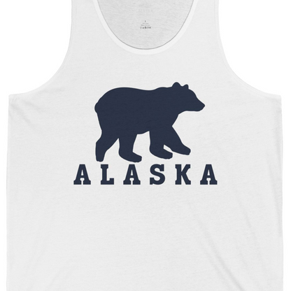 Alaska Bear Silhouette Shirt Tank Top – White – Alaska Cruise Shirts Close Up