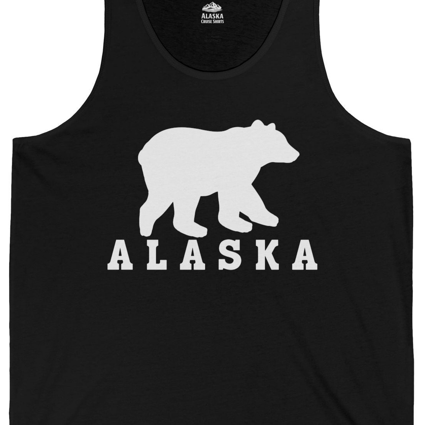 Alaska Bear Silhouette Shirt Tank Top – Black – Alaska Cruise Shirts Close Up