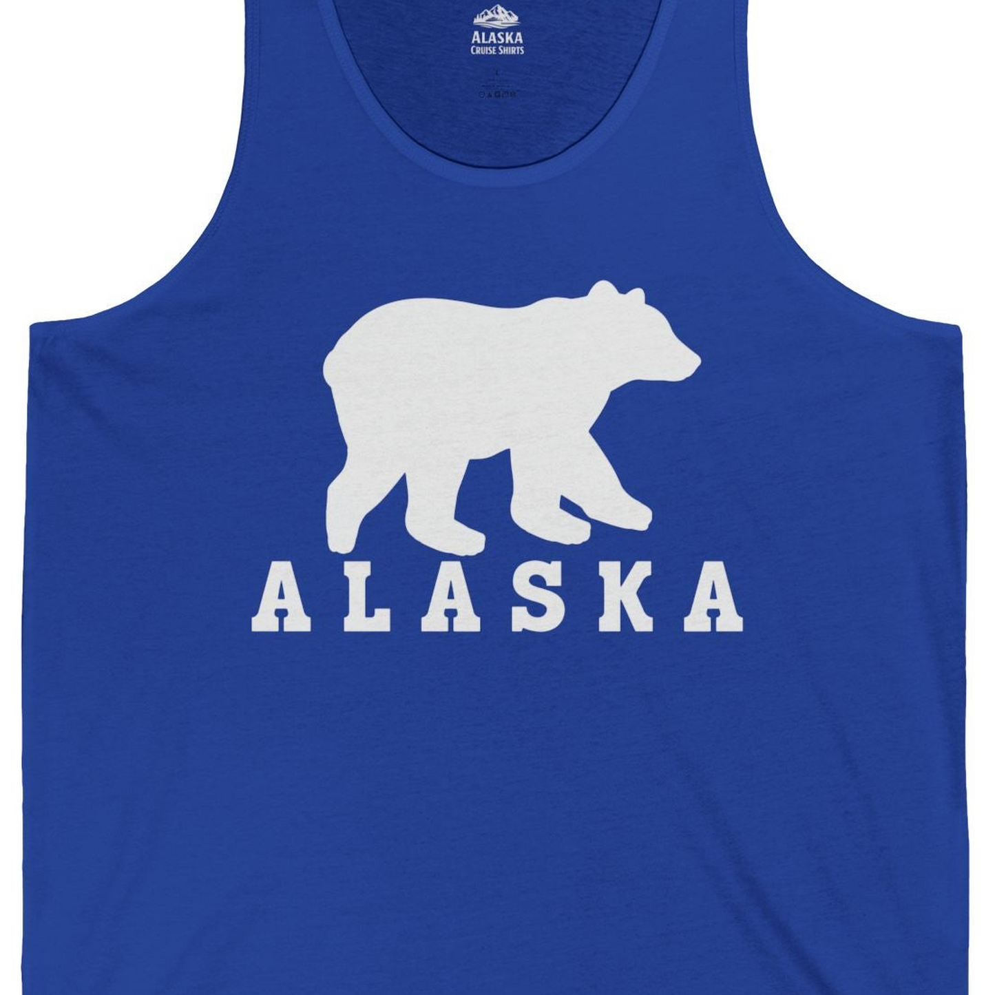 Alaska Bear Silhouette Shirt Tank Top – True Royal – Alaska Cruise Shirts Close Up