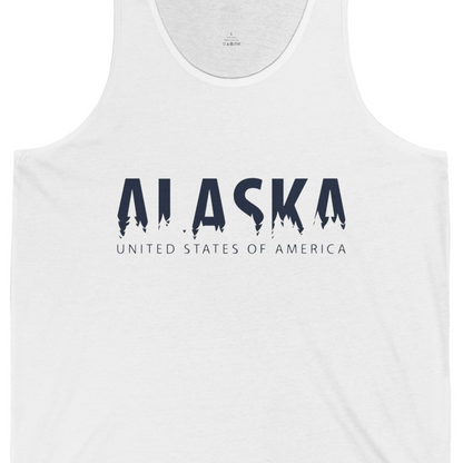 Alaska United States Typography Shirt Tank Top – White – Alaska Cruise Shirts Close Up