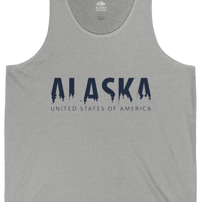 Alaska United States Typography Shirt Tank Top – Athletic Heather – Alaska Cruise Shirts Close Up
