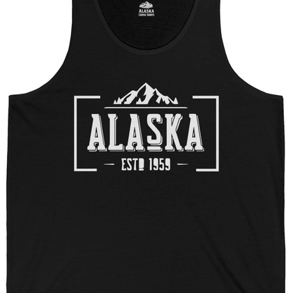 Alaska Mountain Vintage Shirt Tank Top – Black – Alaska Cruise Shirts Close Up