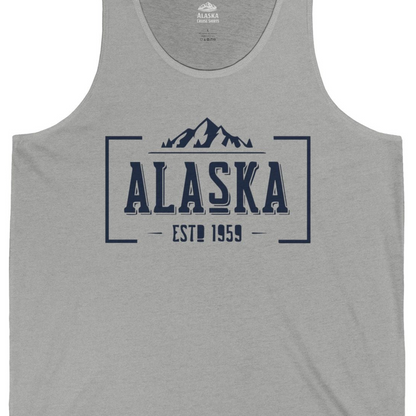 Alaska Mountain Vintage Shirt Tank Top – Athletic Heather – Alaska Cruise Shirts Close Up