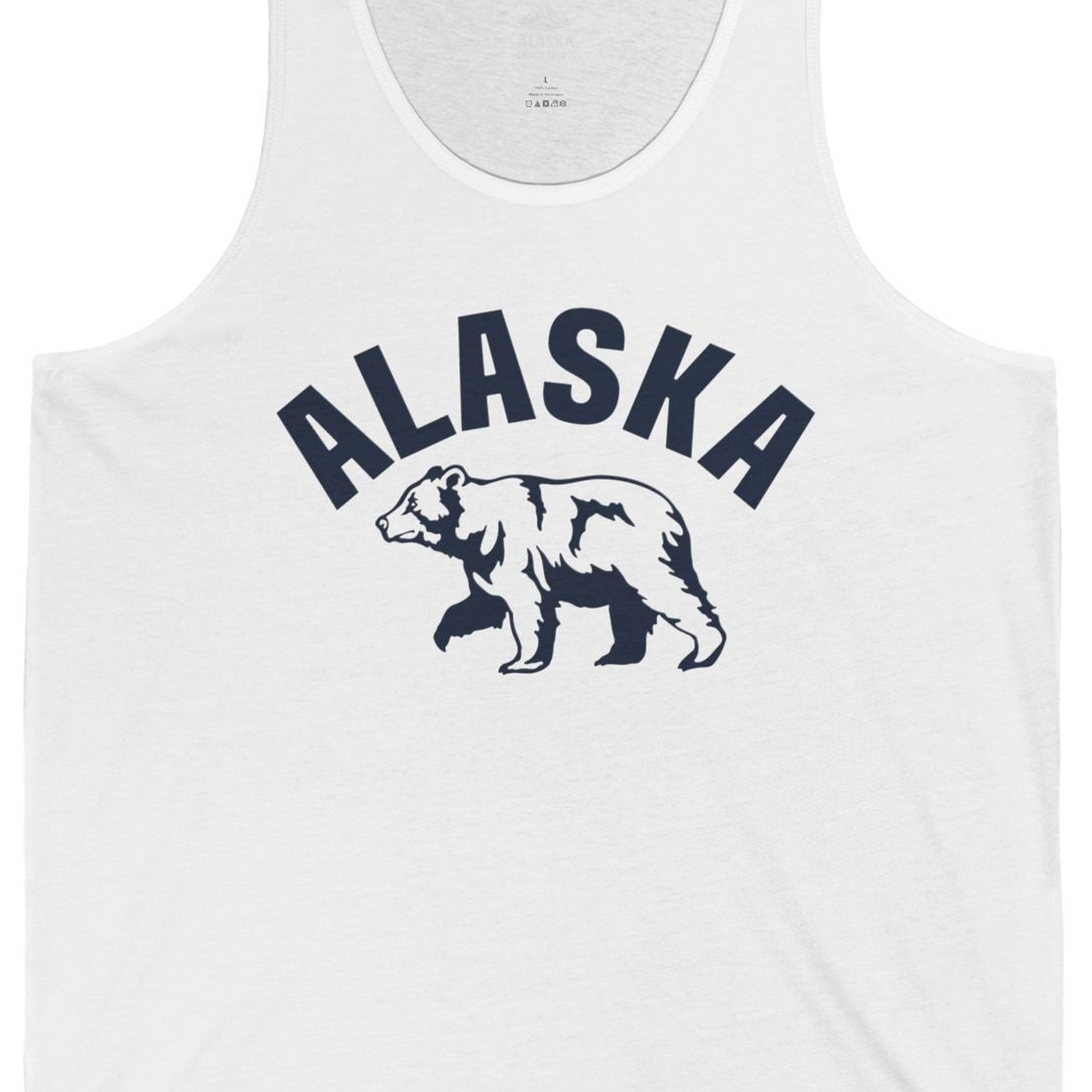 Alaska Bear Silhouette Wildlife Shirt Tank Top – White – Alaska Cruise Shirts Close Up