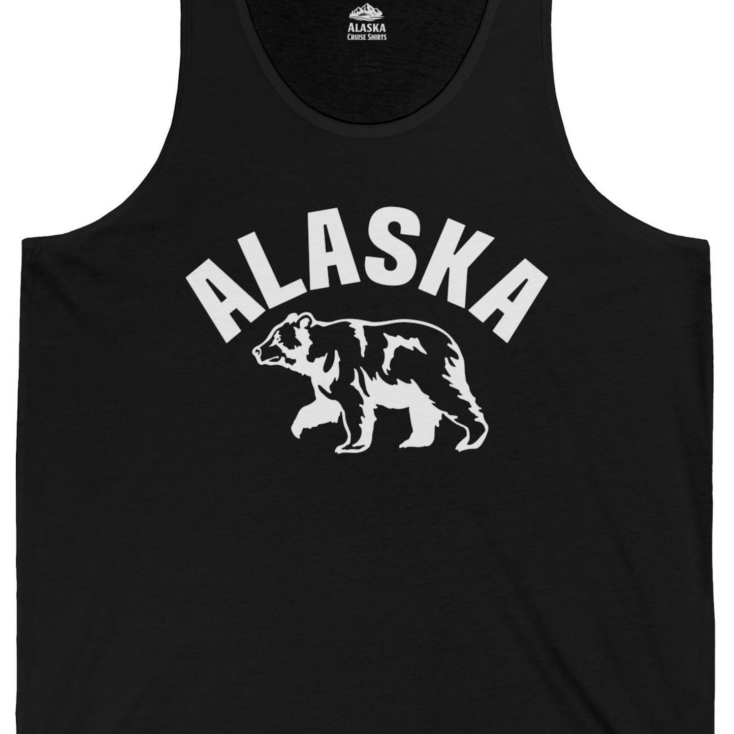 Alaska Bear Silhouette Wildlife Shirt Tank Top – Black – Alaska Cruise Shirts Close Up