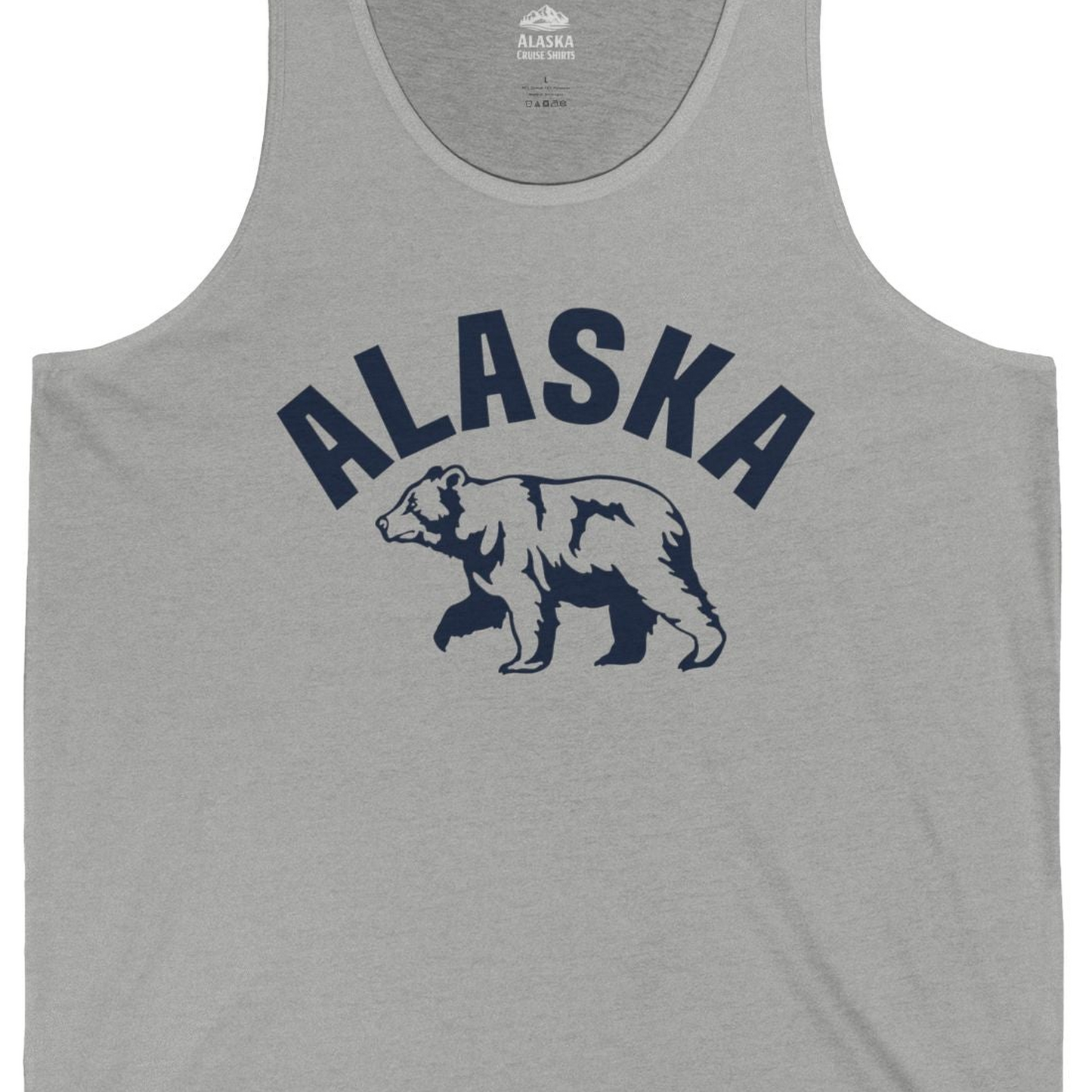 Alaska Bear Silhouette Wildlife Shirt Tank Top – Athletic Heather – Alaska Cruise Shirts Close Up