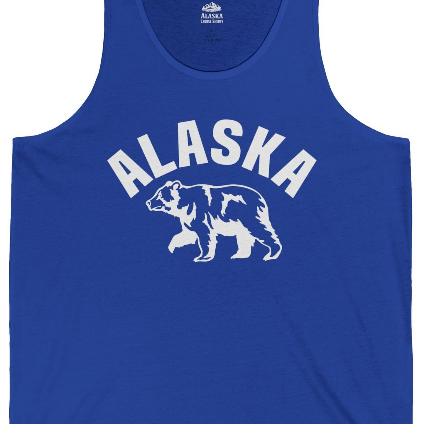Alaska Bear Silhouette Wildlife Shirt Tank Top – True Royal – Alaska Cruise Shirts Close Up